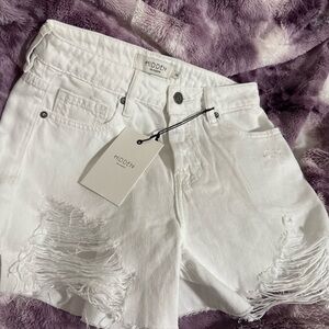 Women's White Hidden Distressed Shorts